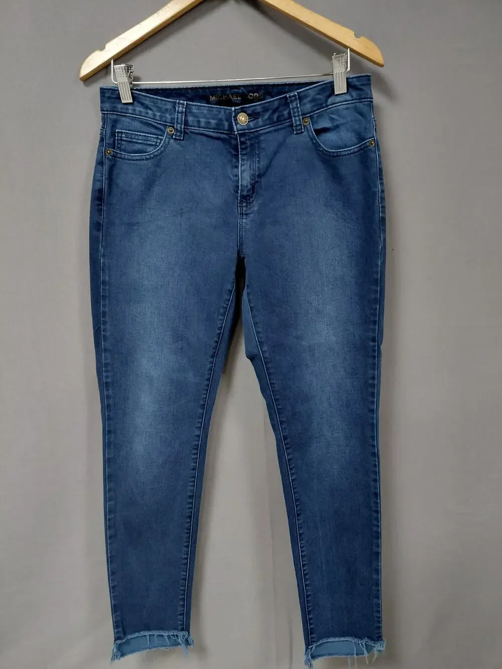 Michael Kors Blue Raw Hem Skinny Medium Wash Denim Jeans Women Size 4